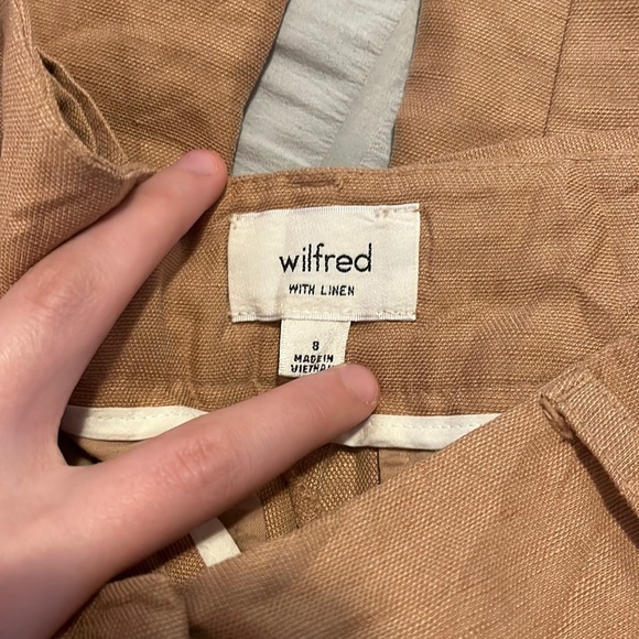 NEW wilfred aritzia allant linen pants brown size 8 - Picture 3 of 3